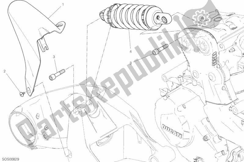 All parts for the Sospensione Posteriore of the Ducati Monster 1200 USA 2019